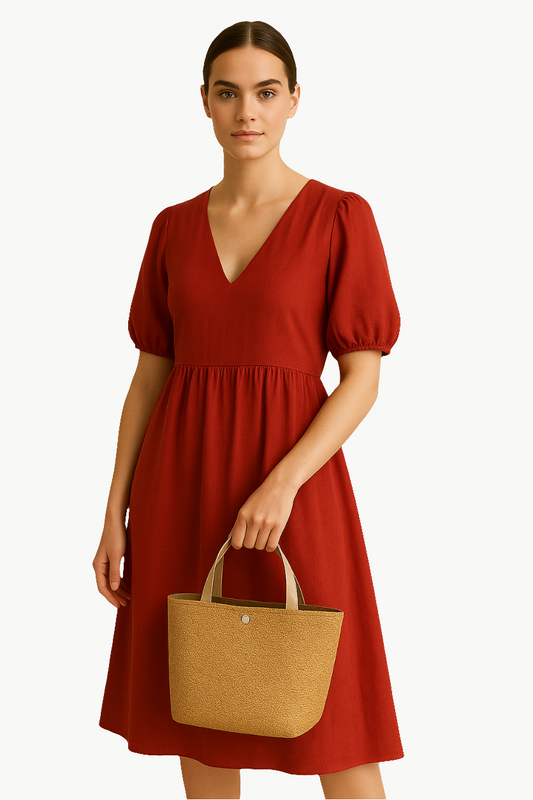 Woven Grass Straw Tote Bag - Beach Bucket Style